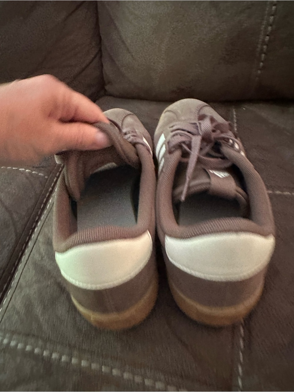 adidas Mauve Suede Sneakers with White Stripes - Picture 2 of 4